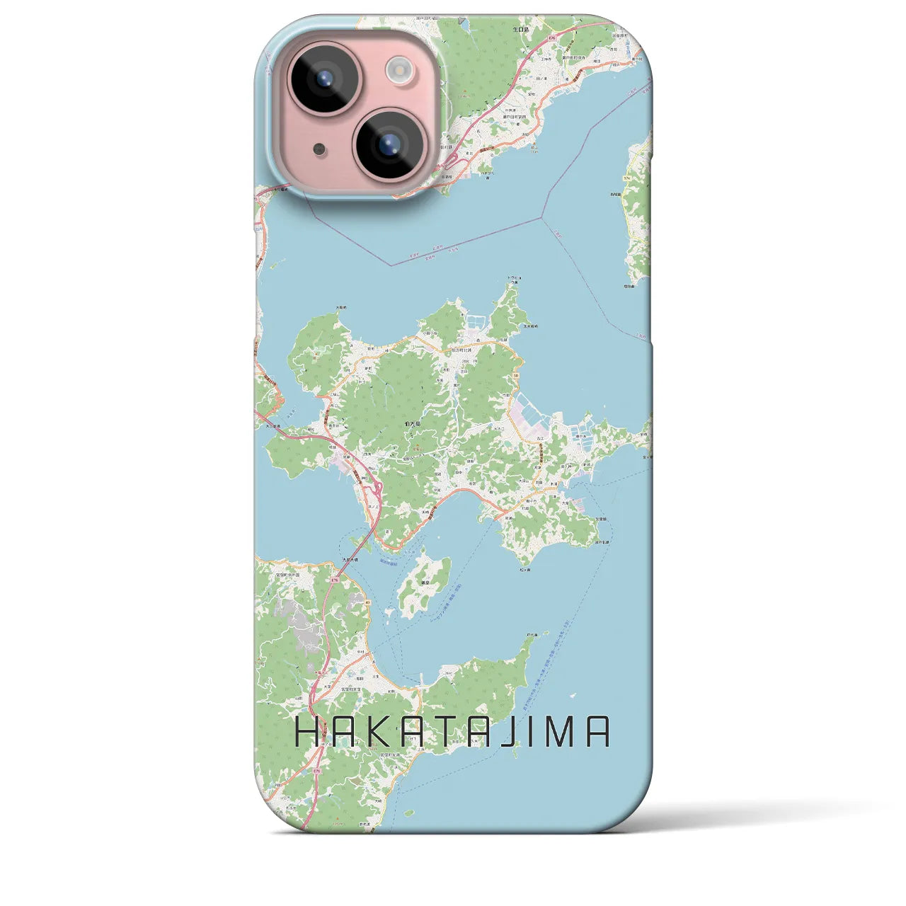 【伯方島】地図柄iPhoneケース（バックカバータイプ・ナチュラル）iPhone 15 Plus 用