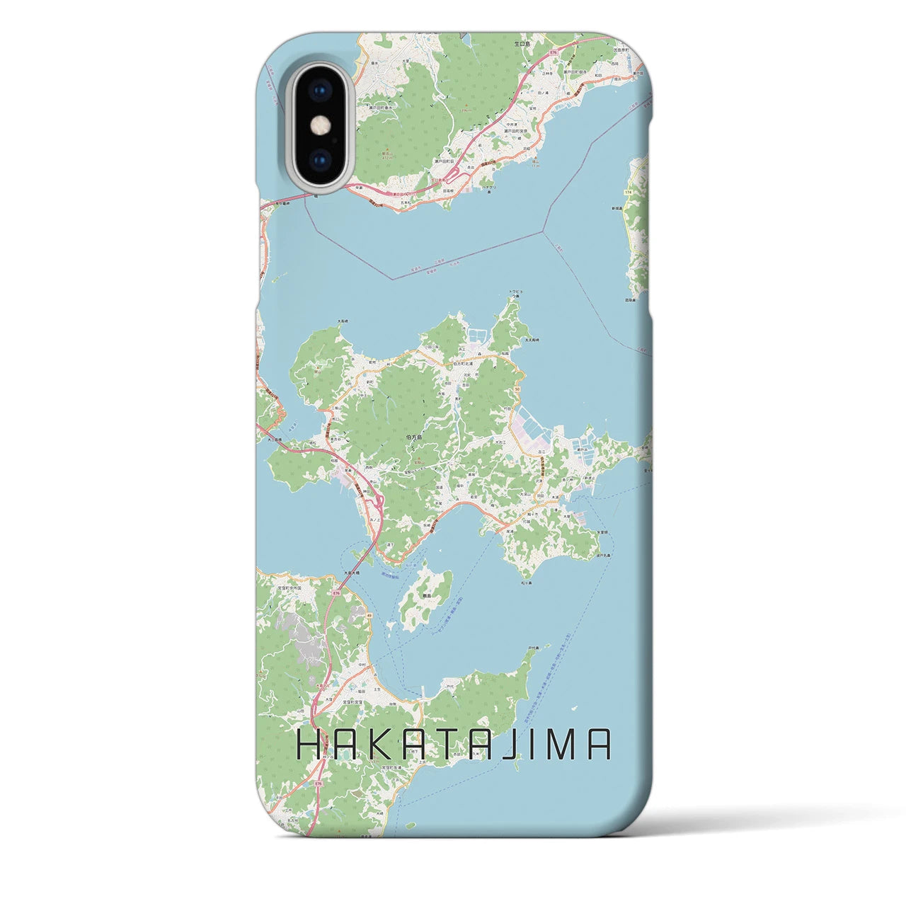 【伯方島】地図柄iPhoneケース（バックカバータイプ・ナチュラル）iPhone XS Max 用