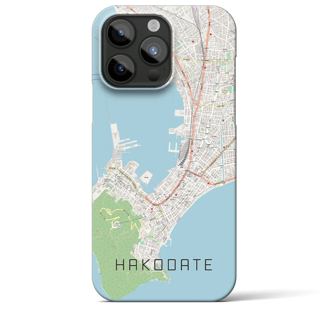 【函館】地図柄iPhoneケース（バックカバータイプ・ナチュラル）iPhone 15 Pro Max 用