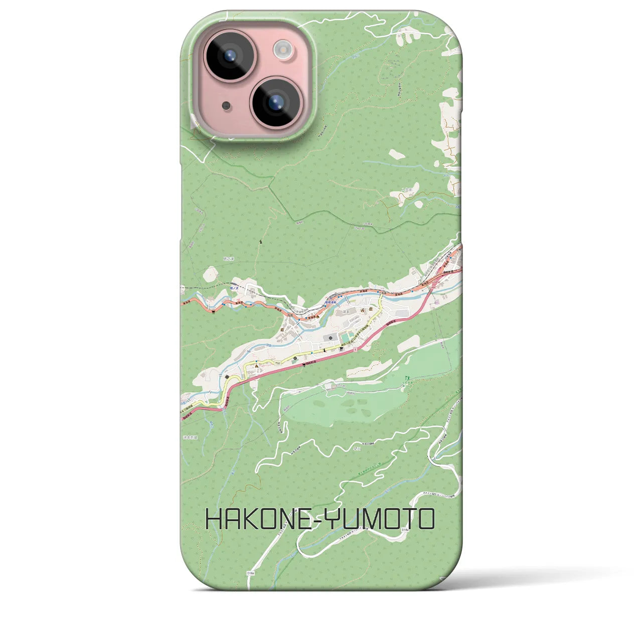 【箱根湯本】地図柄iPhoneケース（バックカバータイプ・ナチュラル）iPhone 15 Plus 用