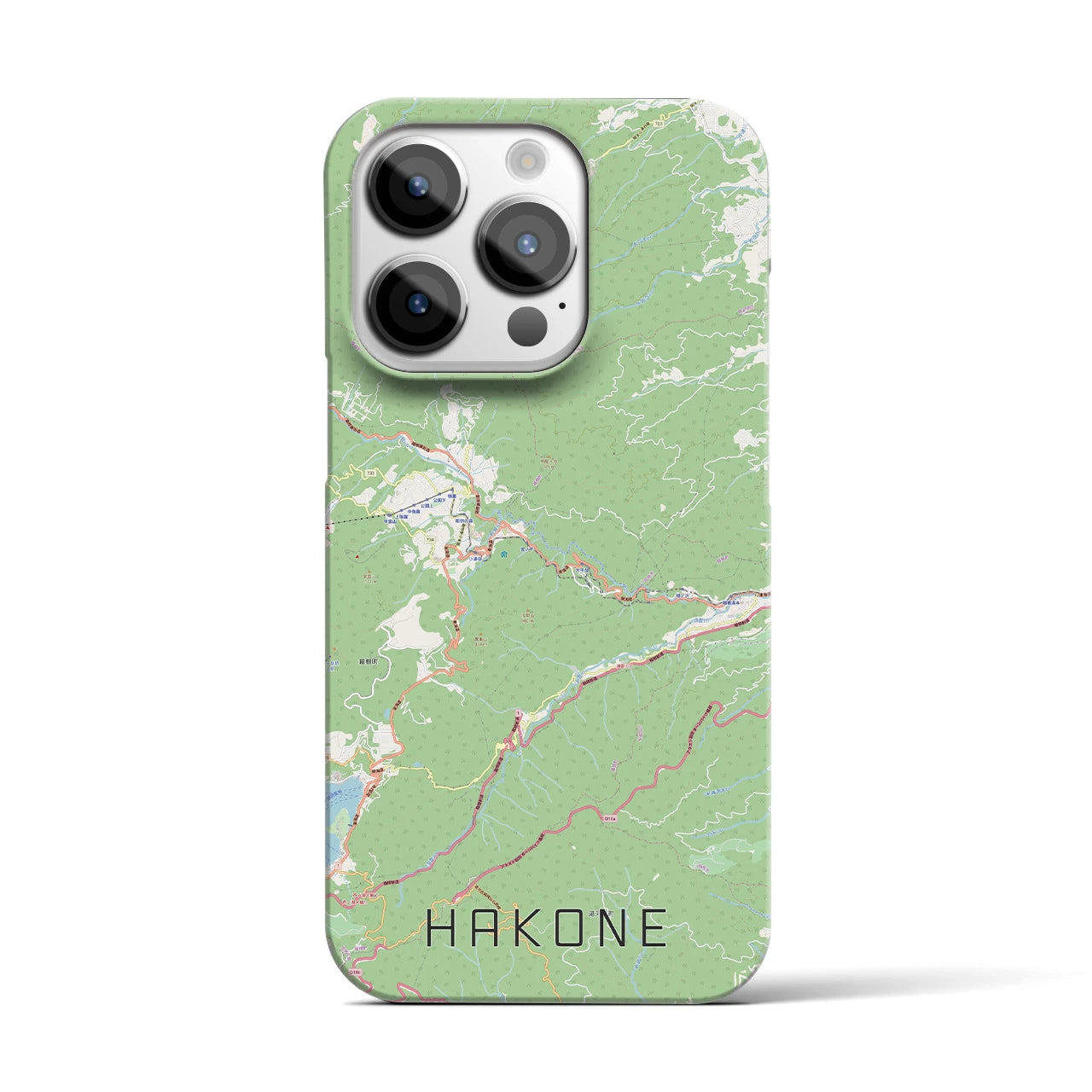 【箱根】地図柄iPhoneケース（バックカバータイプ・ナチュラル）iPhone 14 Pro 用