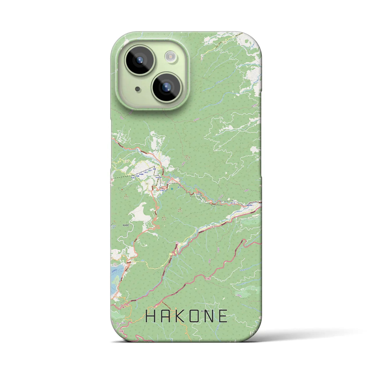 【箱根】地図柄iPhoneケース（バックカバータイプ・ナチュラル）iPhone 15 用