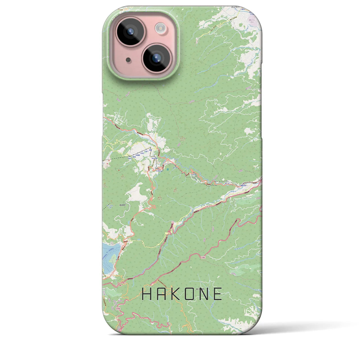 【箱根】地図柄iPhoneケース（バックカバータイプ・ナチュラル）iPhone 15 Plus 用