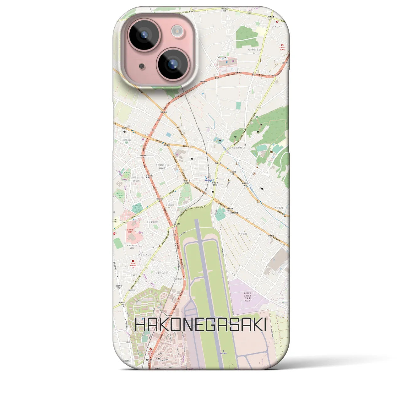 【箱根ケ崎】地図柄iPhoneケース（バックカバータイプ・ナチュラル）iPhone 15 Plus 用