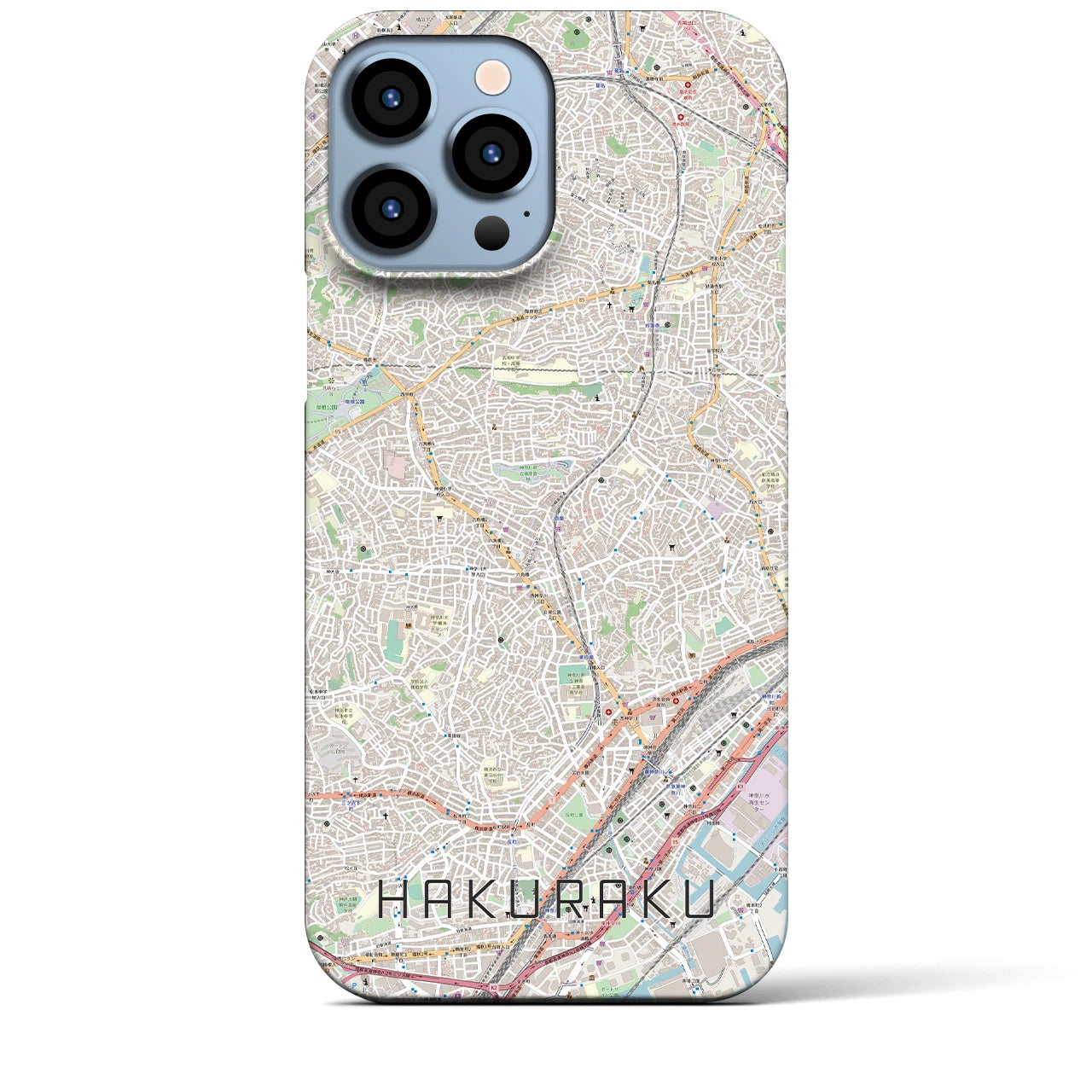 【白楽】地図柄iPhoneケース（バックカバータイプ・ナチュラル）iPhone 13 Pro Max 用