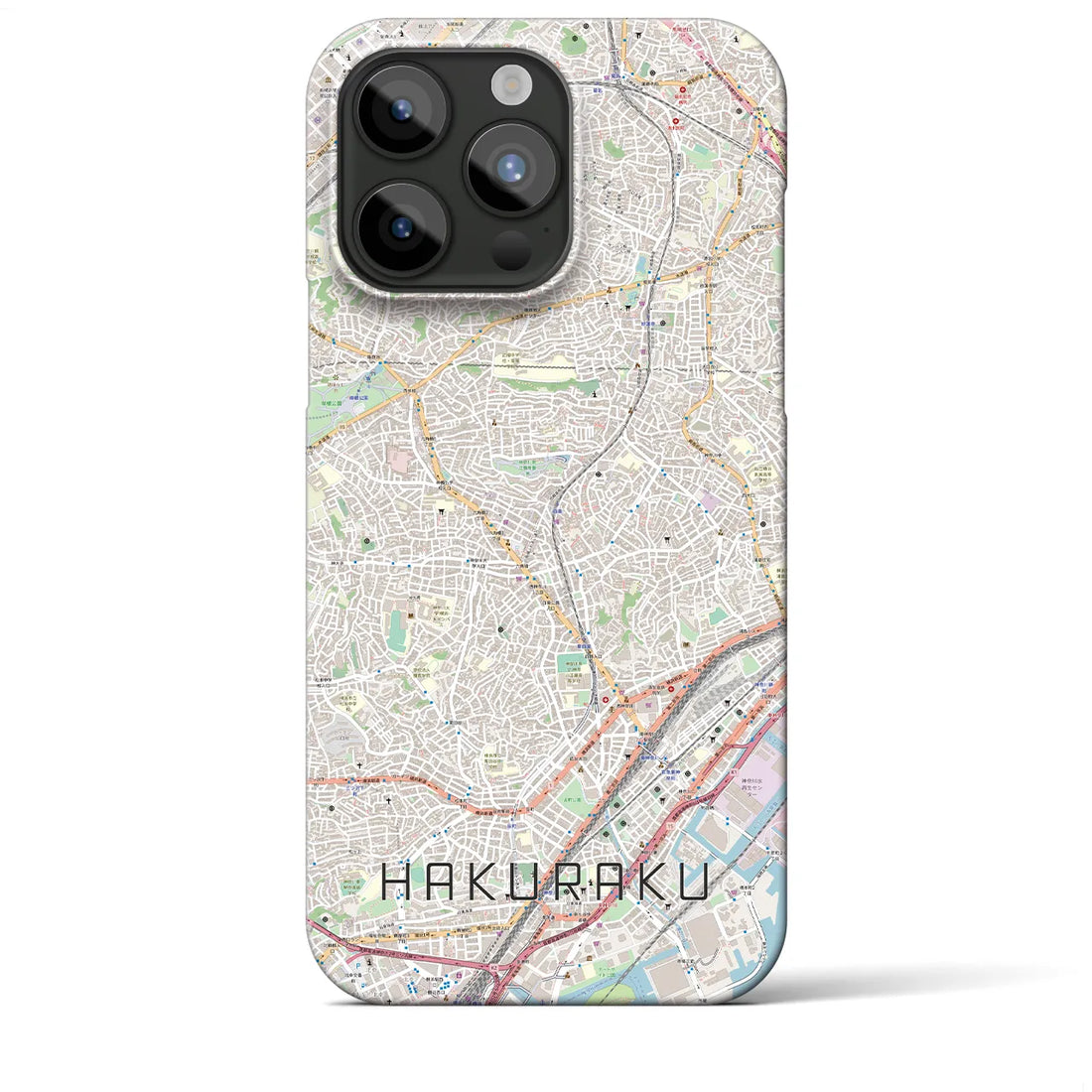 【白楽】地図柄iPhoneケース（バックカバータイプ・ナチュラル）iPhone 15 Pro Max 用