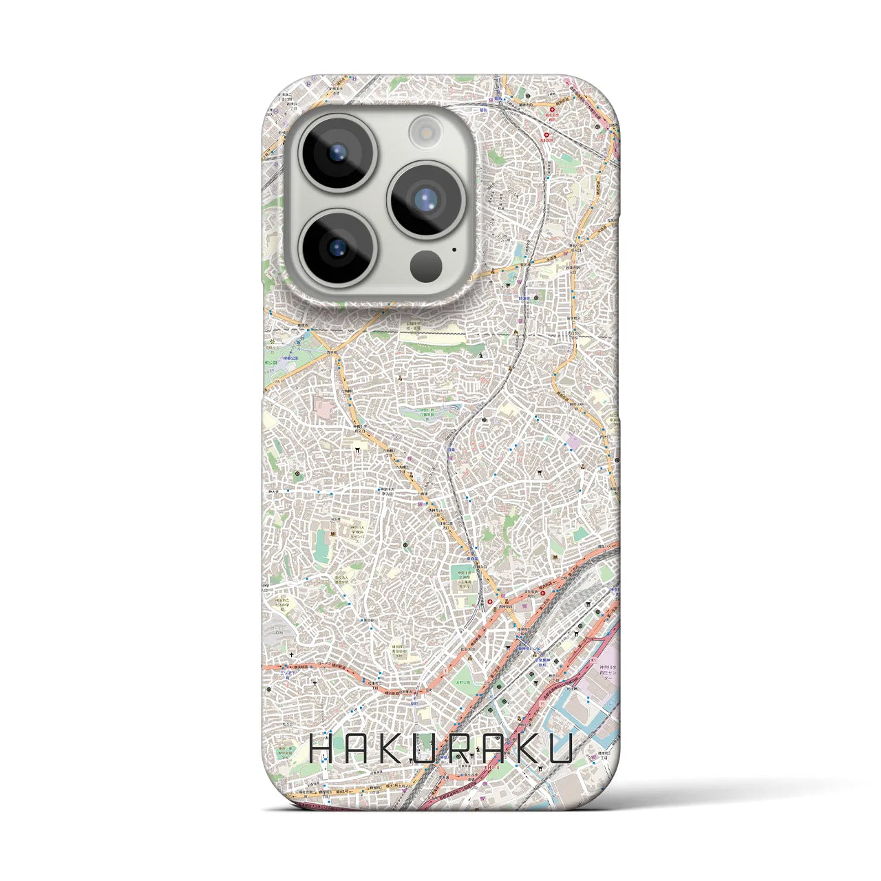 【白楽】地図柄iPhoneケース（バックカバータイプ・ナチュラル）iPhone 15 Pro 用