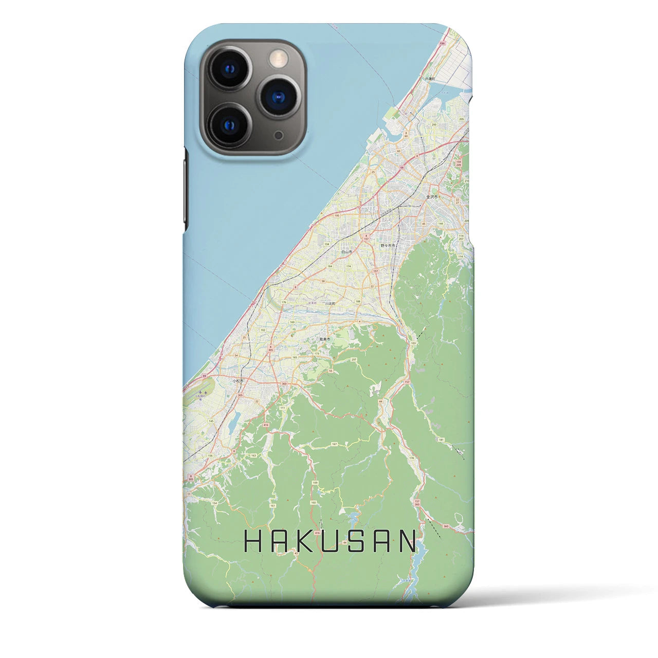 【白山（石川県）】地図柄iPhoneケース（バックカバータイプ・ナチュラル）iPhone 11 Pro Max 用
