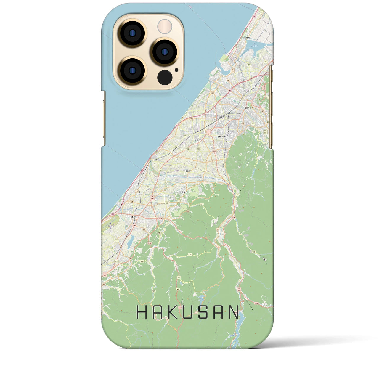 【白山（石川県）】地図柄iPhoneケース（バックカバータイプ・ナチュラル）iPhone 12 Pro Max 用