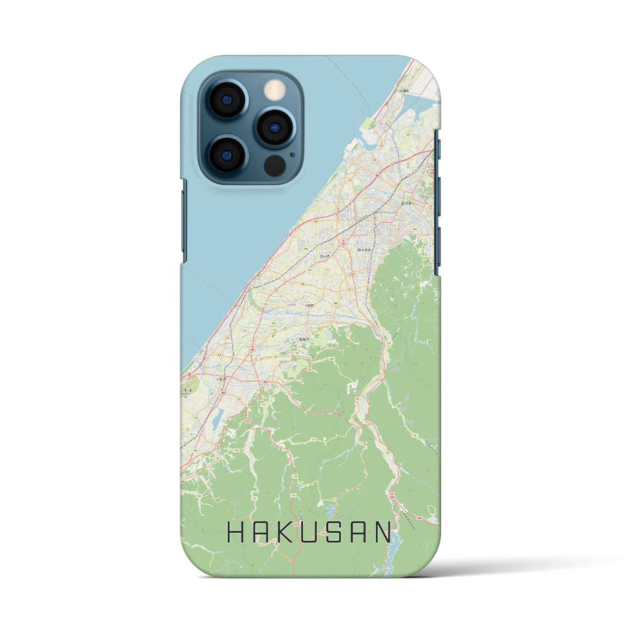 【白山（石川県）】地図柄iPhoneケース（バックカバータイプ・ナチュラル）iPhone 12 / 12 Pro 用