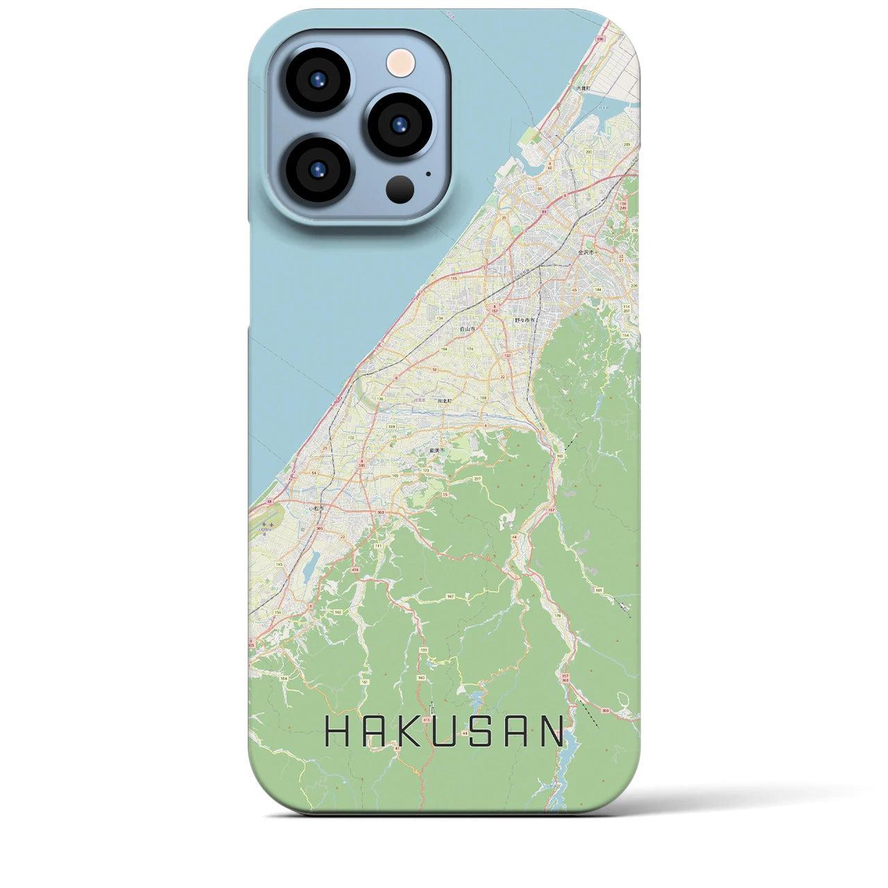 【白山（石川県）】地図柄iPhoneケース（バックカバータイプ・ナチュラル）iPhone 13 Pro Max 用