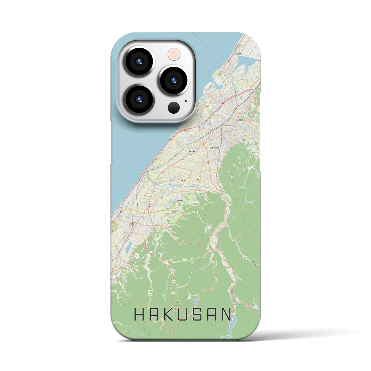 【白山（石川県）】地図柄iPhoneケース（バックカバータイプ・ナチュラル）iPhone 13 Pro 用