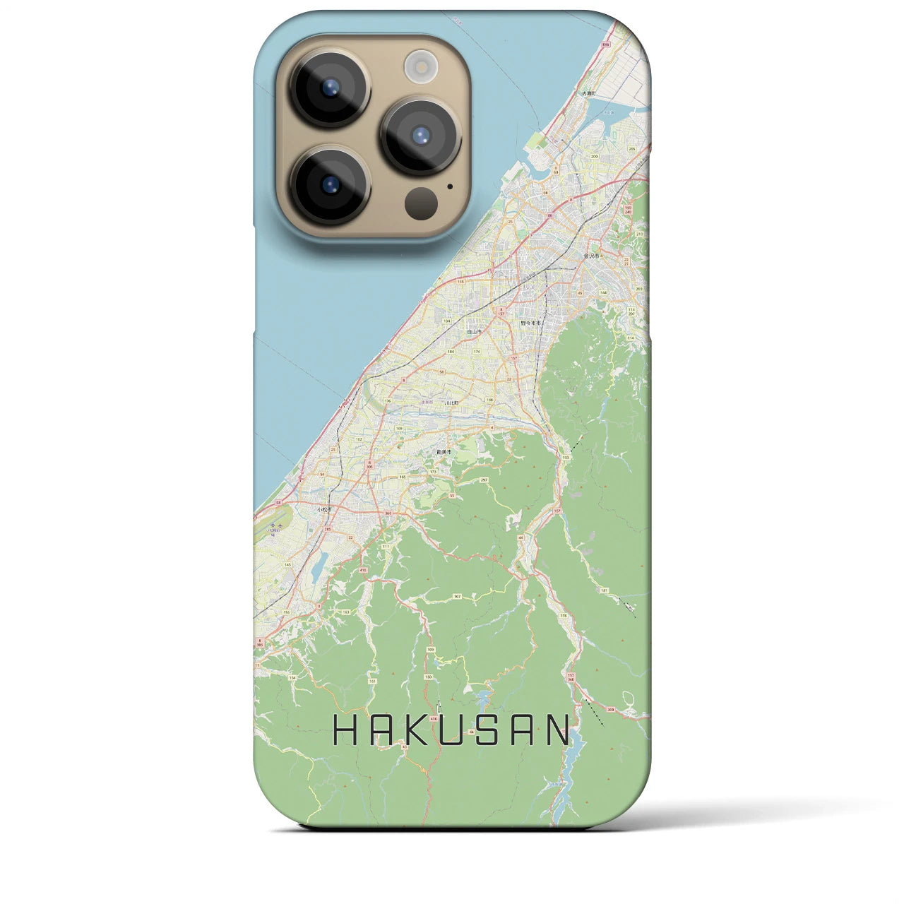 【白山（石川県）】地図柄iPhoneケース（バックカバータイプ・ナチュラル）iPhone 14 Pro Max 用