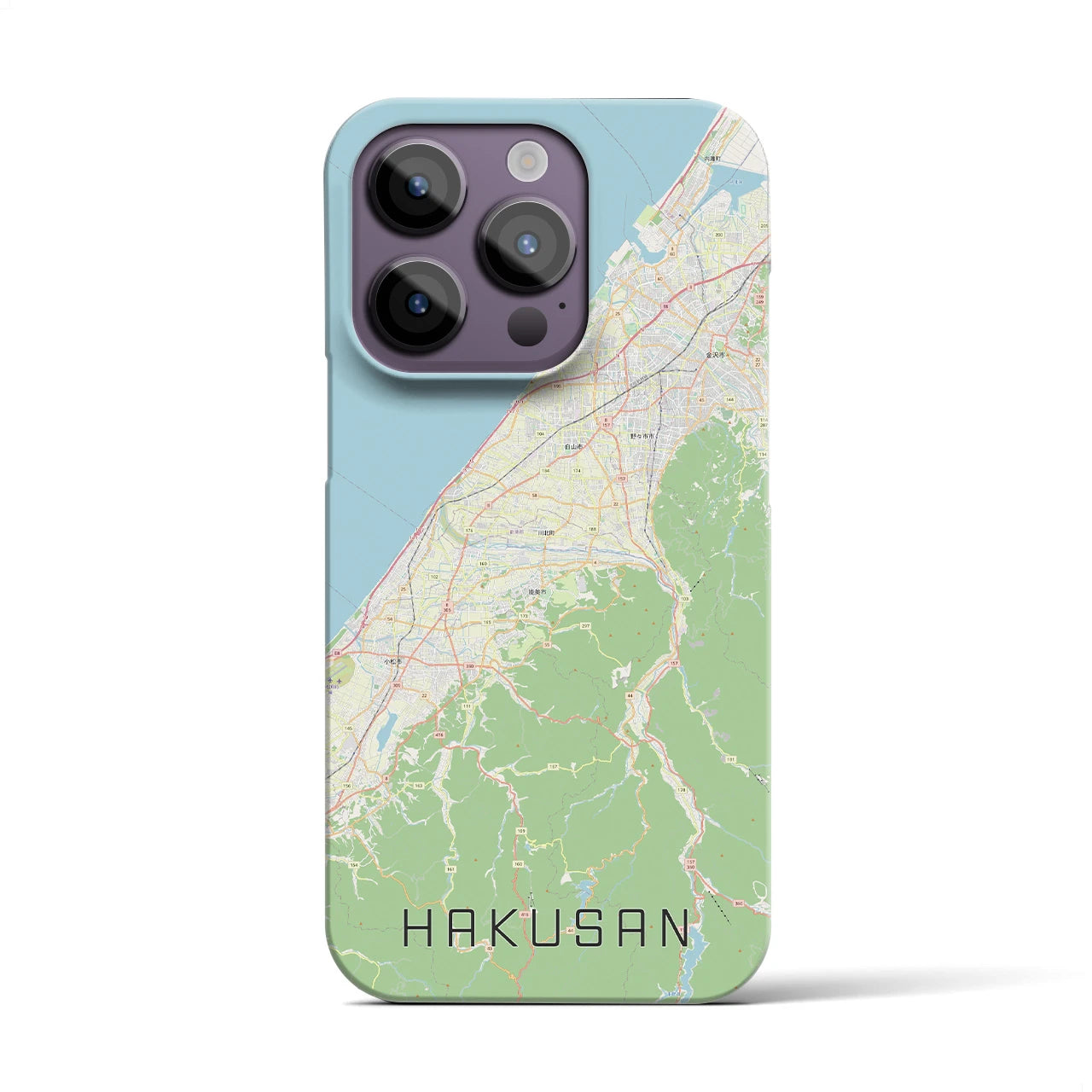 【白山（石川県）】地図柄iPhoneケース（バックカバータイプ・ナチュラル）iPhone 14 Pro 用