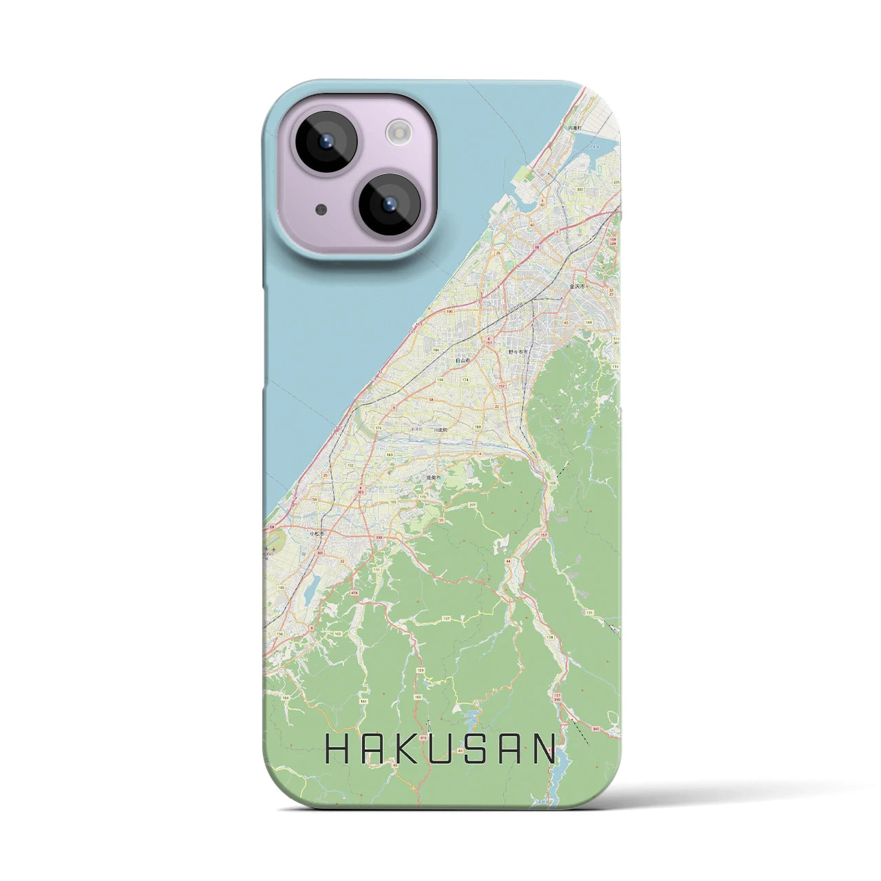 【白山（石川県）】地図柄iPhoneケース（バックカバータイプ・ナチュラル）iPhone 14 用