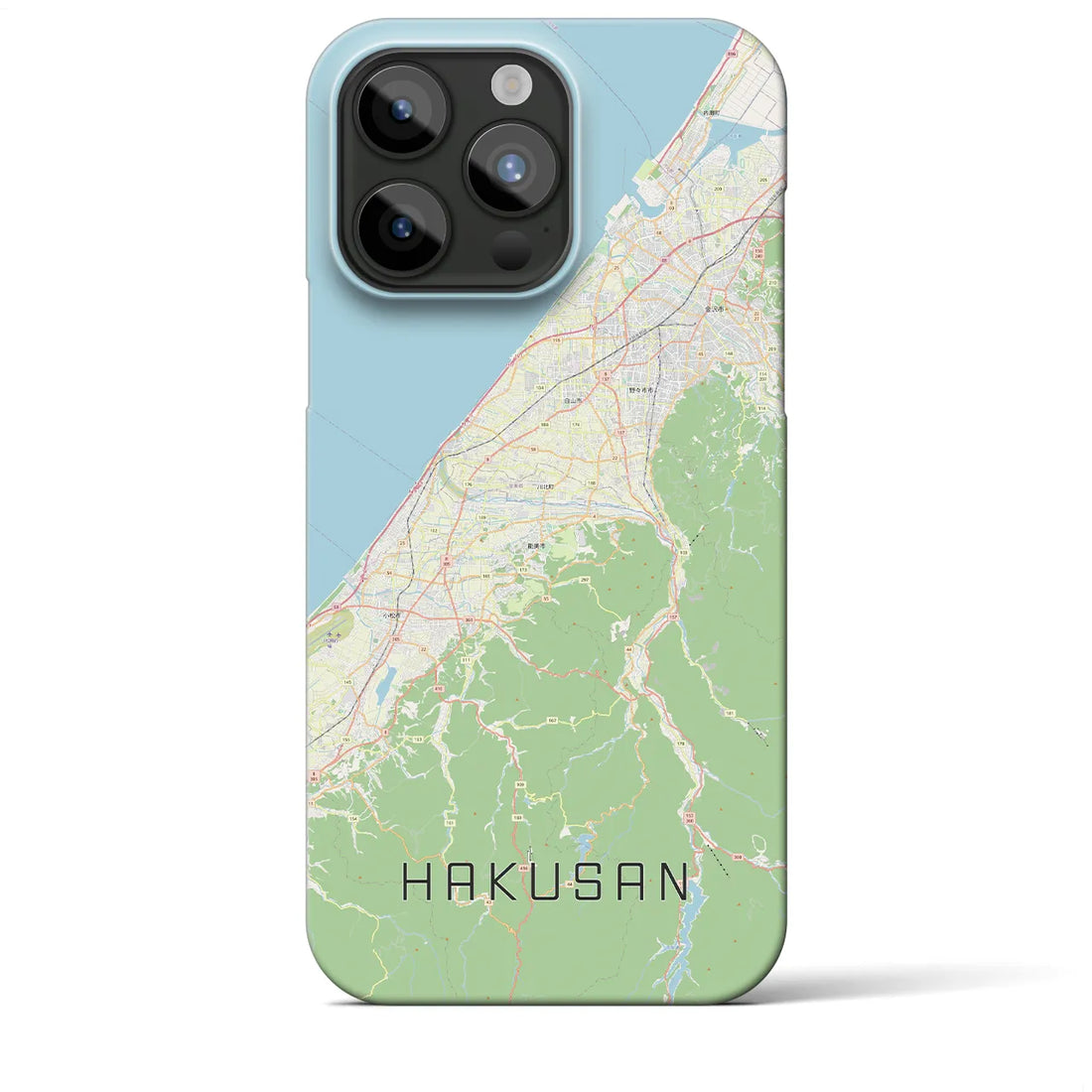 【白山（石川県）】地図柄iPhoneケース（バックカバータイプ・ナチュラル）iPhone 15 Pro Max 用