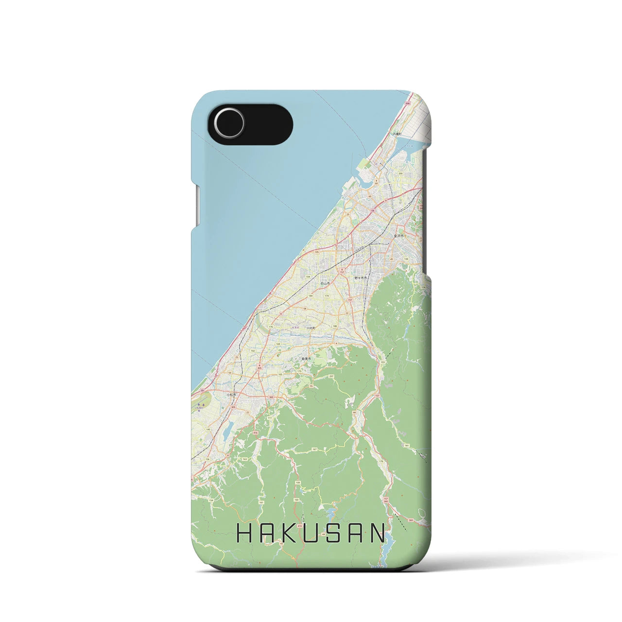 【白山（石川県）】地図柄iPhoneケース（バックカバータイプ・ナチュラル）iPhone SE（第3 / 第2世代） / 8 / 7 / 6s / 6 用