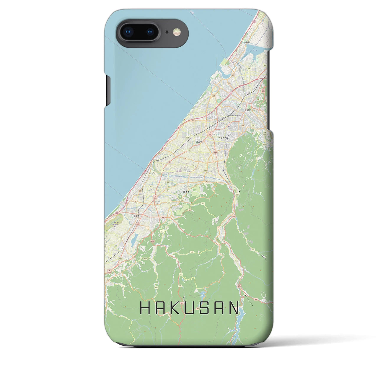 【白山（石川県）】地図柄iPhoneケース（バックカバータイプ・ナチュラル）iPhone 8Plus /7Plus / 6sPlus / 6Plus 用