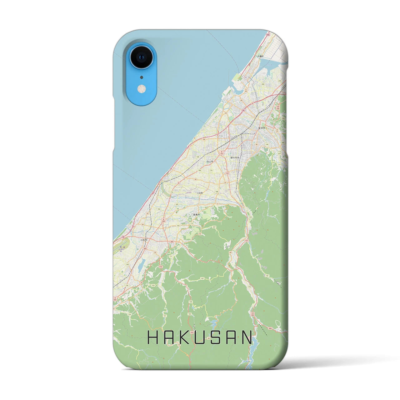 【白山（石川県）】地図柄iPhoneケース（バックカバータイプ・ナチュラル）iPhone XR 用
