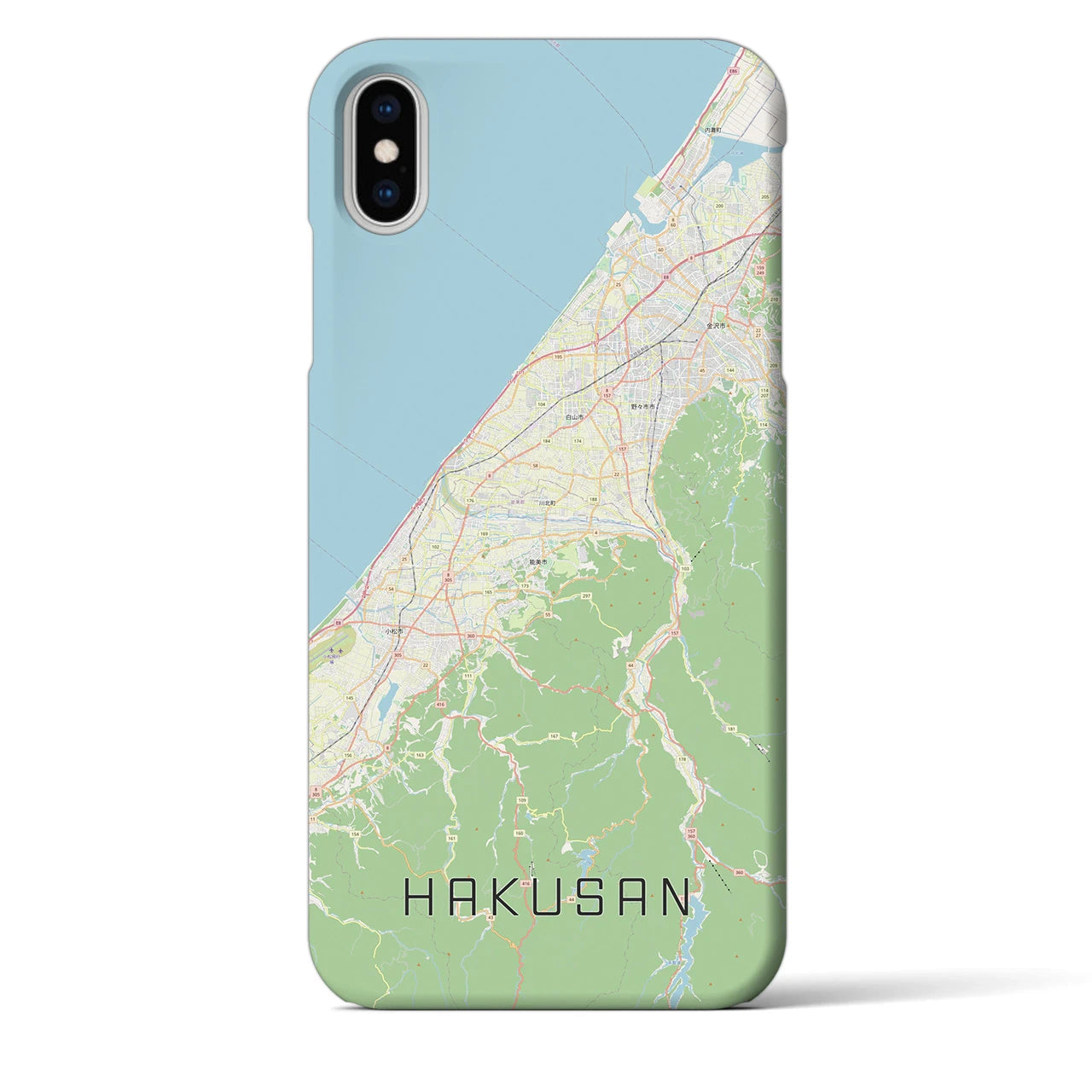 【白山（石川県）】地図柄iPhoneケース（バックカバータイプ・ナチュラル）iPhone XS Max 用