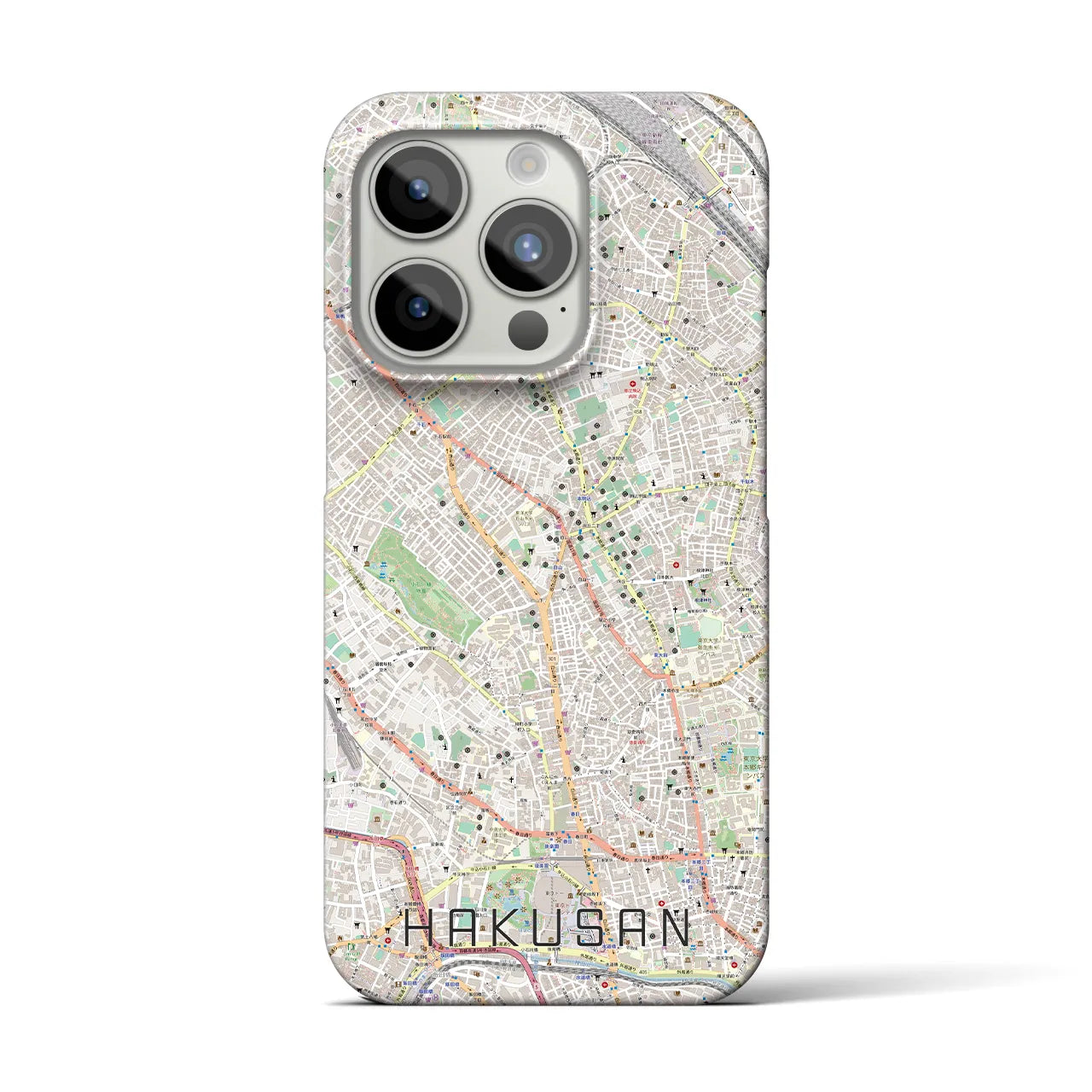 【白山】地図柄iPhoneケース（バックカバータイプ・ナチュラル）iPhone 15 Pro 用