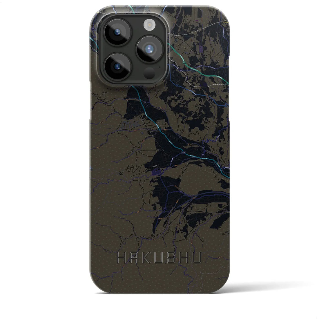 【白州】地図柄iPhoneケース（バックカバータイプ・ブラック）iPhone 15 Pro Max 用