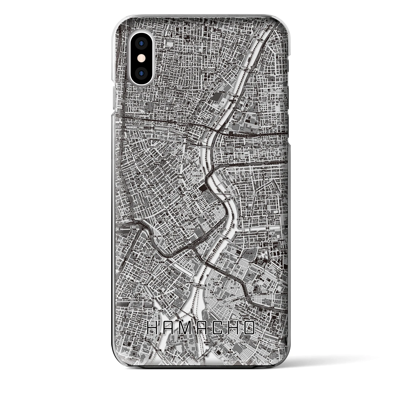 【浜町】地図柄iPhoneケース（クリアタイプ・モノトーン）iPhone XS Max 用