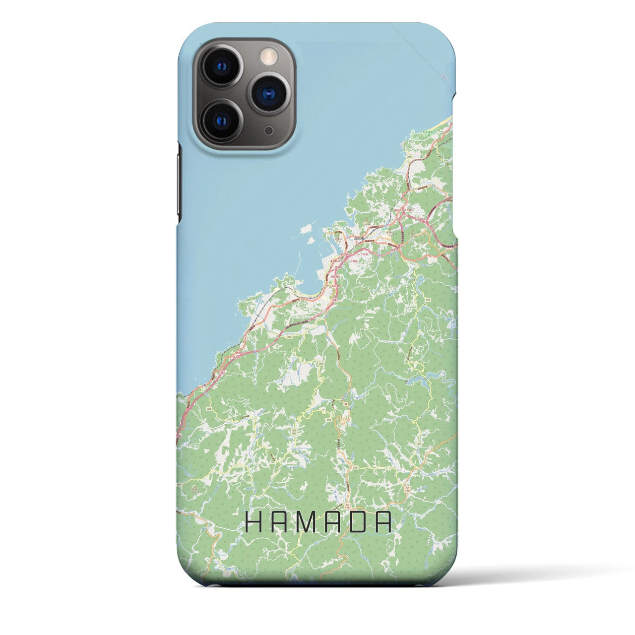 【浜田】地図柄iPhoneケース（バックカバータイプ・ナチュラル）iPhone 11 Pro Max 用