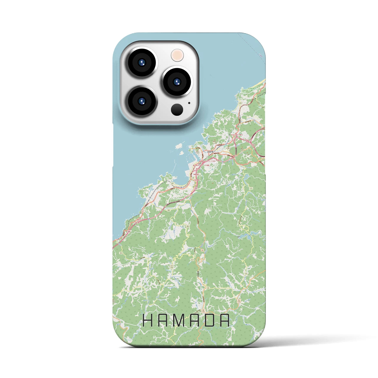 【浜田】地図柄iPhoneケース（バックカバータイプ・ナチュラル）iPhone 13 Pro 用