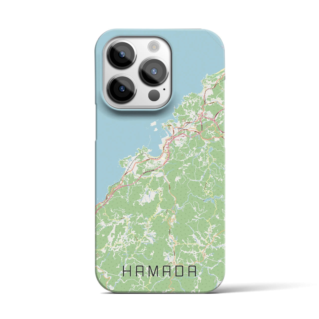 【浜田】地図柄iPhoneケース（バックカバータイプ・ナチュラル）iPhone 14 Pro 用
