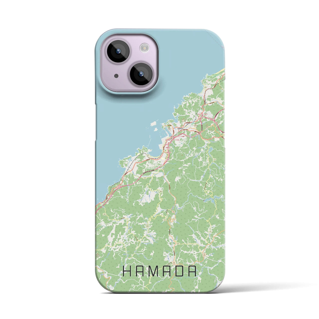 【浜田】地図柄iPhoneケース（バックカバータイプ・ナチュラル）iPhone 14 用