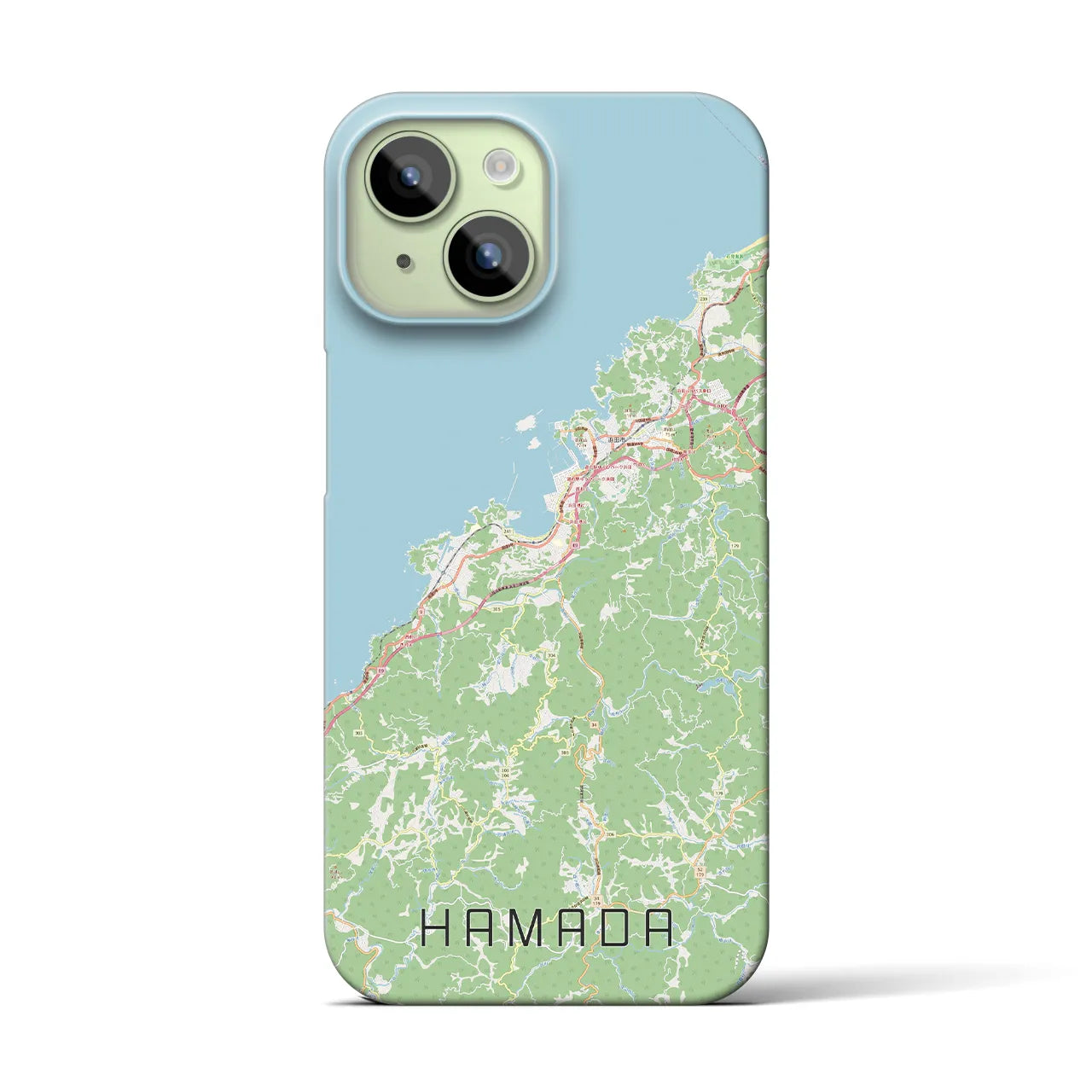 【浜田】地図柄iPhoneケース（バックカバータイプ・ナチュラル）iPhone 15 用