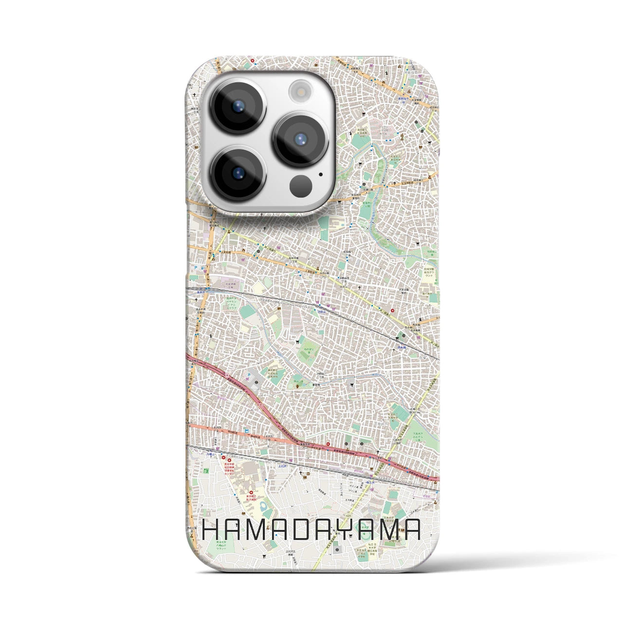【浜田山】地図柄iPhoneケース（バックカバータイプ・ナチュラル）iPhone 14 Pro 用