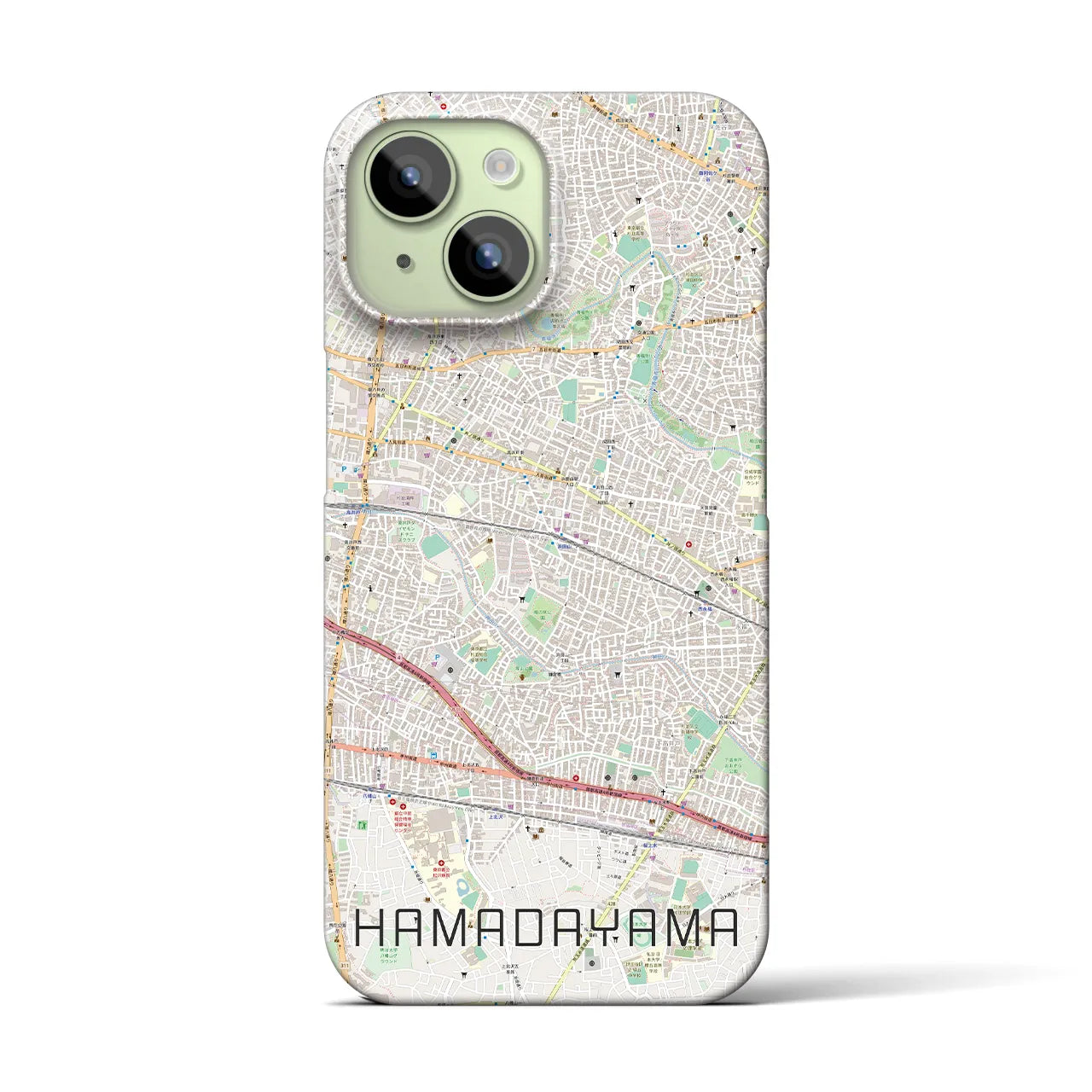 【浜田山】地図柄iPhoneケース（バックカバータイプ・ナチュラル）iPhone 15 用