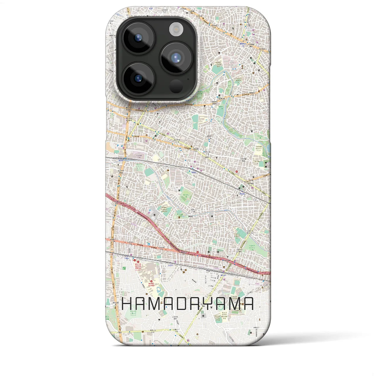 【浜田山】地図柄iPhoneケース（バックカバータイプ・ナチュラル）iPhone 15 Pro Max 用