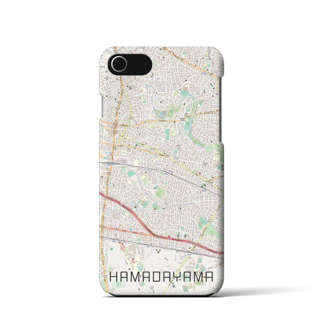 【浜田山】地図柄iPhoneケース（バックカバータイプ・ナチュラル）iPhone SE（第3 / 第2世代） / 8 / 7 / 6s / 6 用