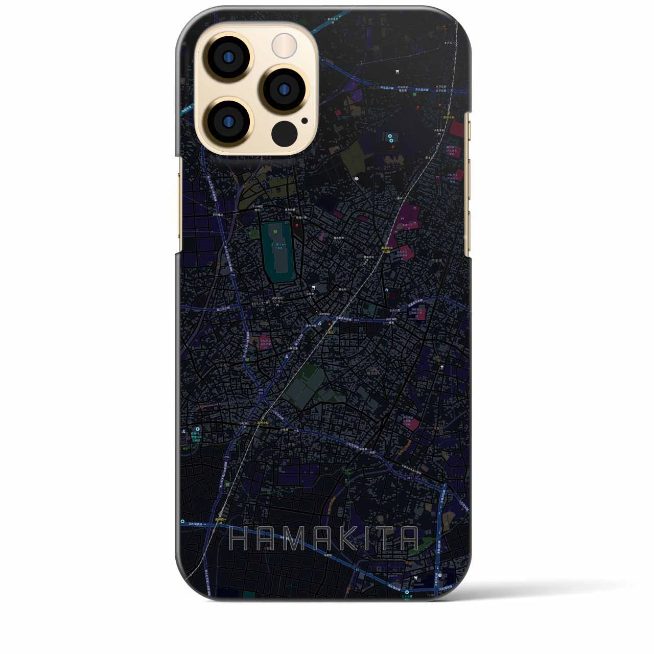 【浜北】地図柄iPhoneケース（バックカバータイプ・ブラック）iPhone 12 Pro Max 用