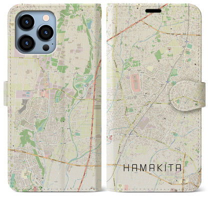 【浜北】地図柄iPhoneケース（手帳両面タイプ・ナチュラル）iPhone 13 Pro Max 用
