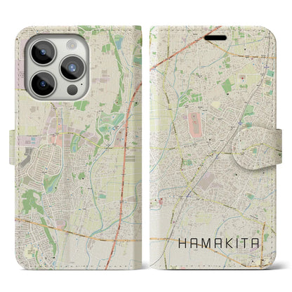 【浜北】地図柄iPhoneケース（手帳両面タイプ・ナチュラル）iPhone 15 Pro 用