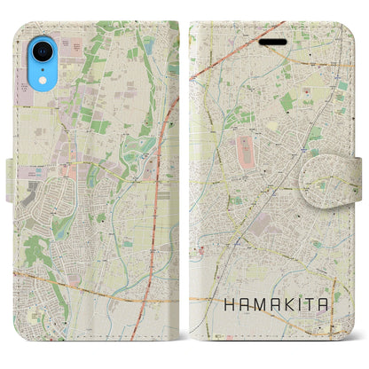 【浜北】地図柄iPhoneケース（手帳両面タイプ・ナチュラル）iPhone XR 用
