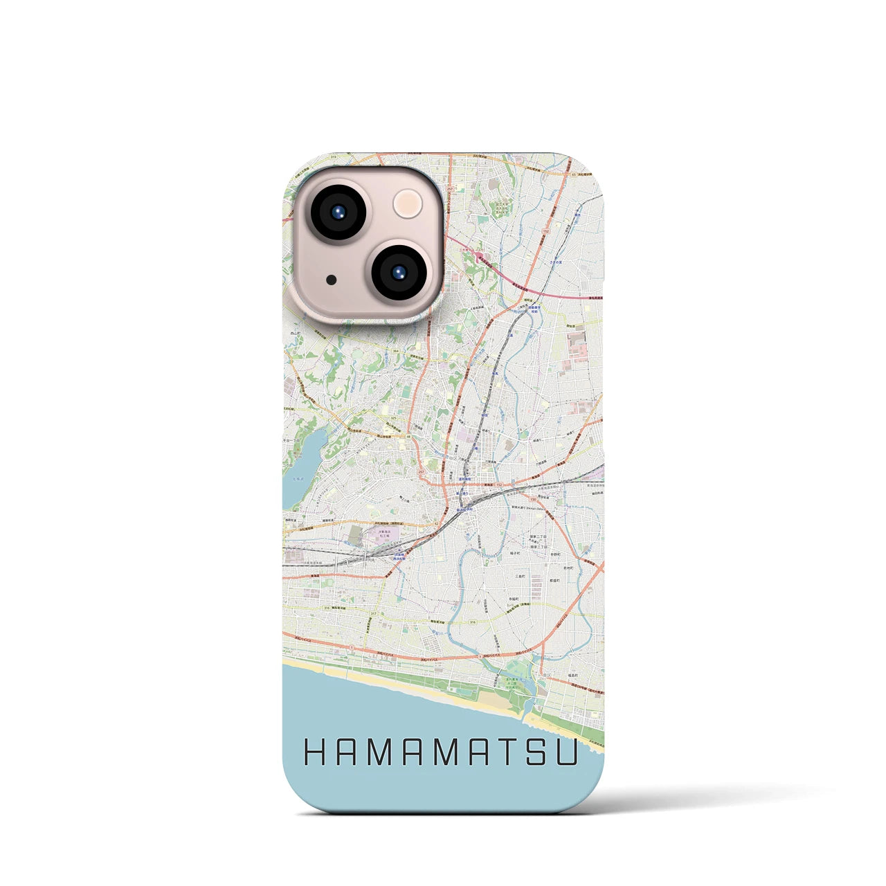 【浜松】地図柄iPhoneケース（バックカバータイプ・ナチュラル）iPhone 13 mini 用