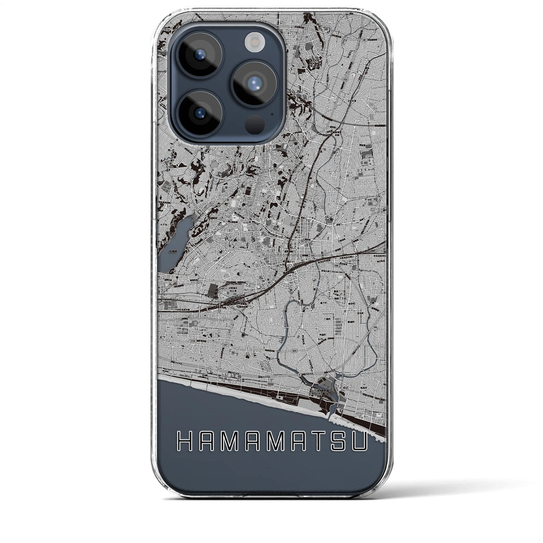【浜松】地図柄iPhoneケース（クリアタイプ・モノトーン）iPhone 15 Pro Max 用