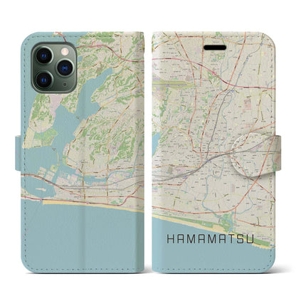 【浜松（静岡県）】地図柄iPhoneケース（手帳タイプ）ナチュラル・iPhone 11 Pro 用