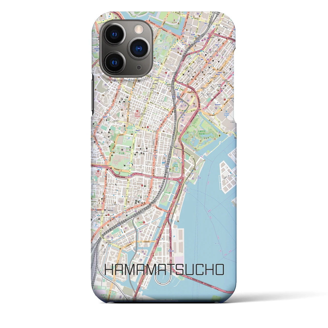 【浜松町】地図柄iPhoneケース（バックカバータイプ・ナチュラル）iPhone 11 Pro Max 用
