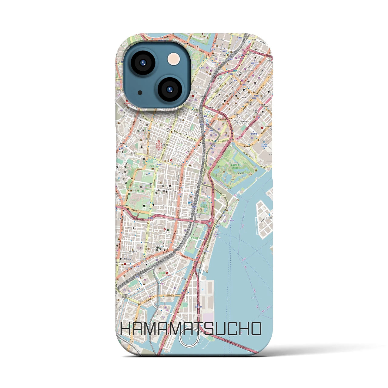 【浜松町】地図柄iPhoneケース（バックカバータイプ・ナチュラル）iPhone 13 用