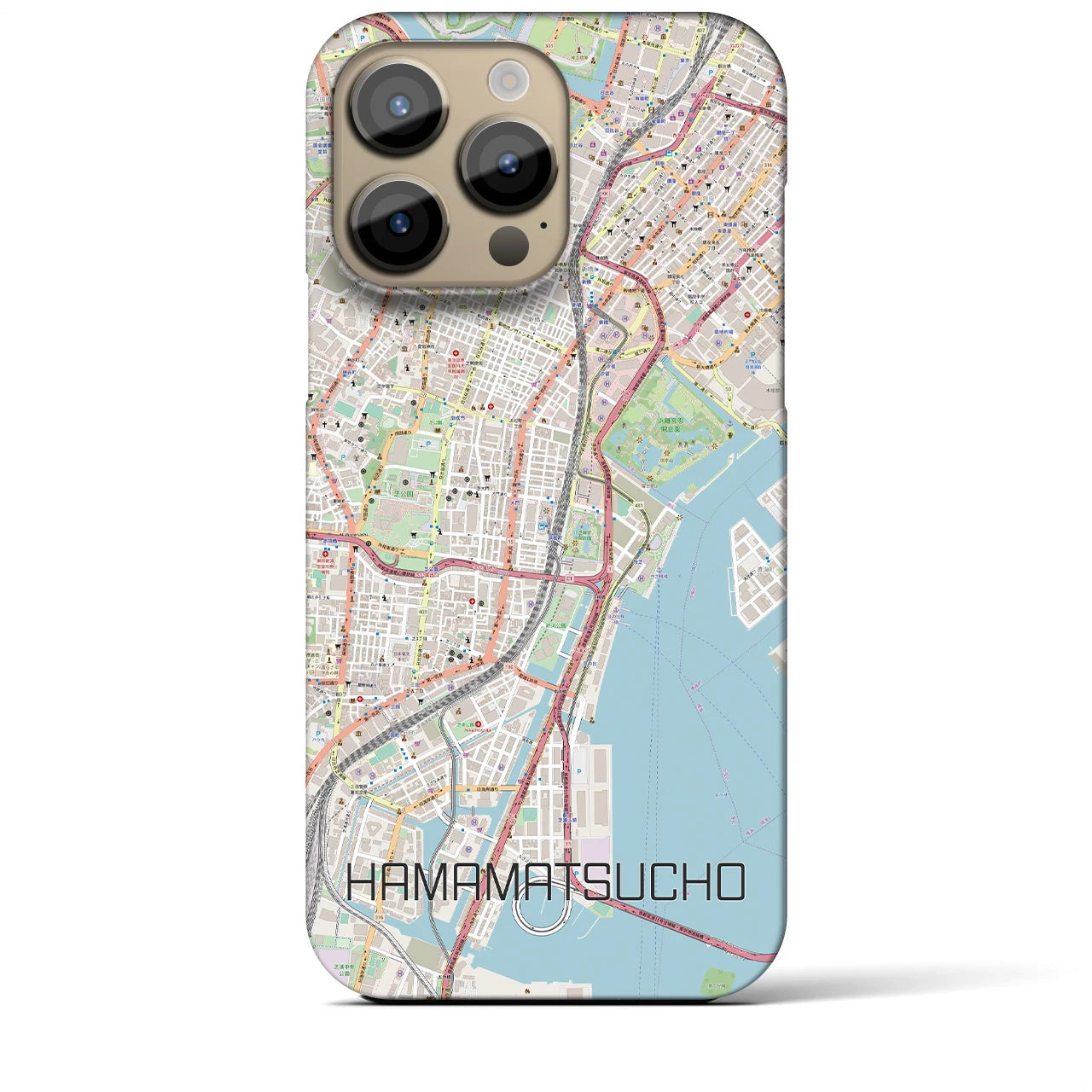 【浜松町】地図柄iPhoneケース（バックカバータイプ・ナチュラル）iPhone 14 Pro Max 用