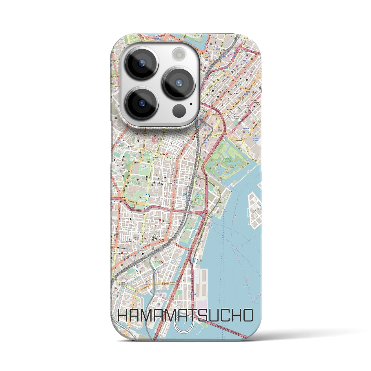 【浜松町】地図柄iPhoneケース（バックカバータイプ・ナチュラル）iPhone 14 Pro 用
