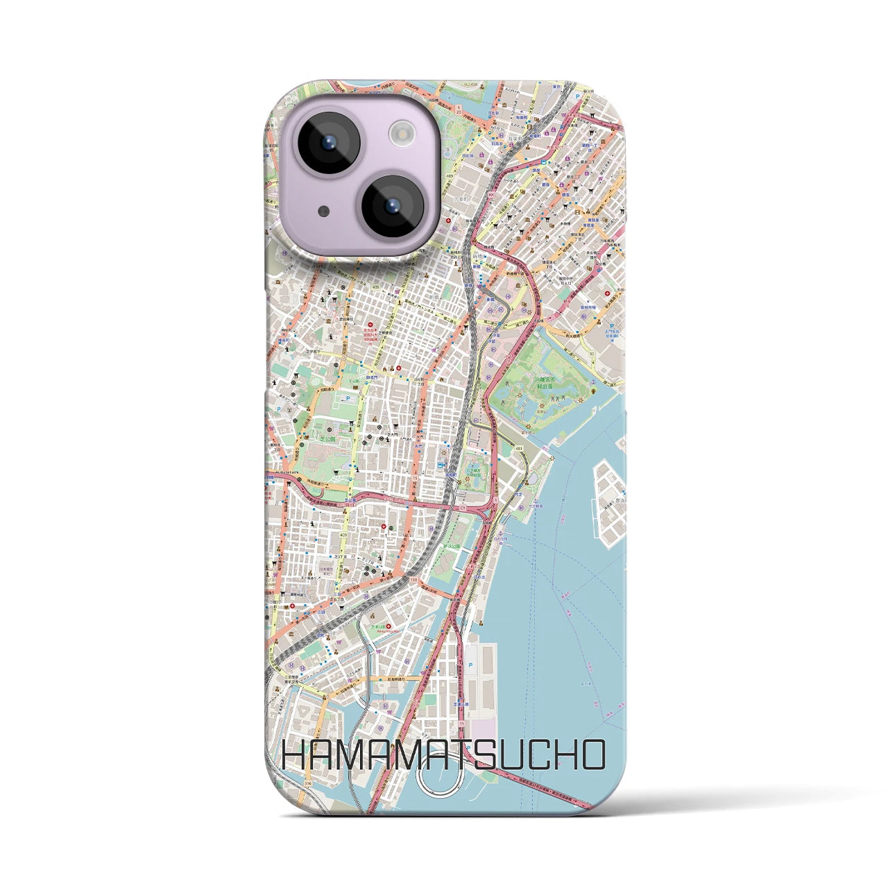 【浜松町】地図柄iPhoneケース（バックカバータイプ・ナチュラル）iPhone 14 用