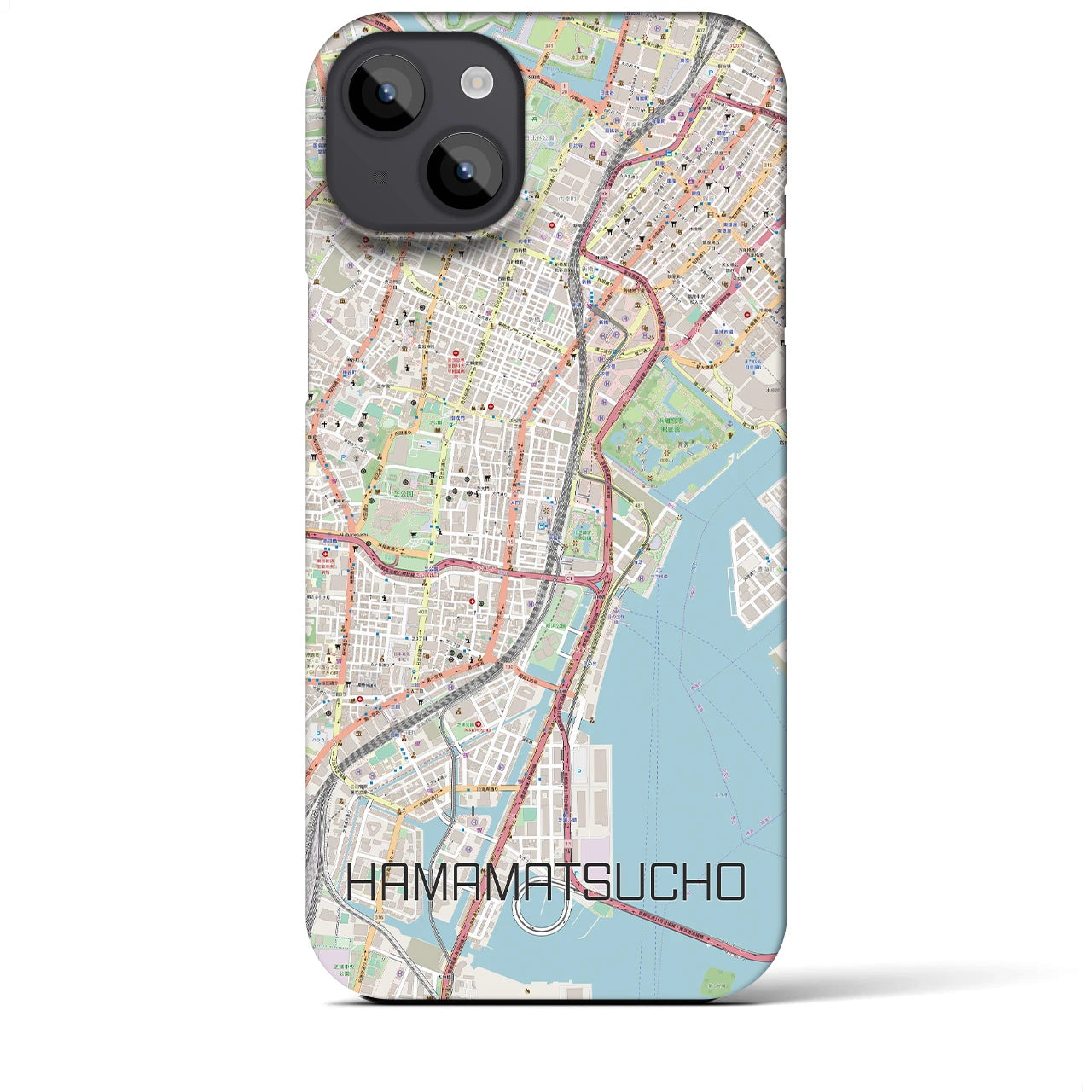 【浜松町】地図柄iPhoneケース（バックカバータイプ・ナチュラル）iPhone 14 Plus 用