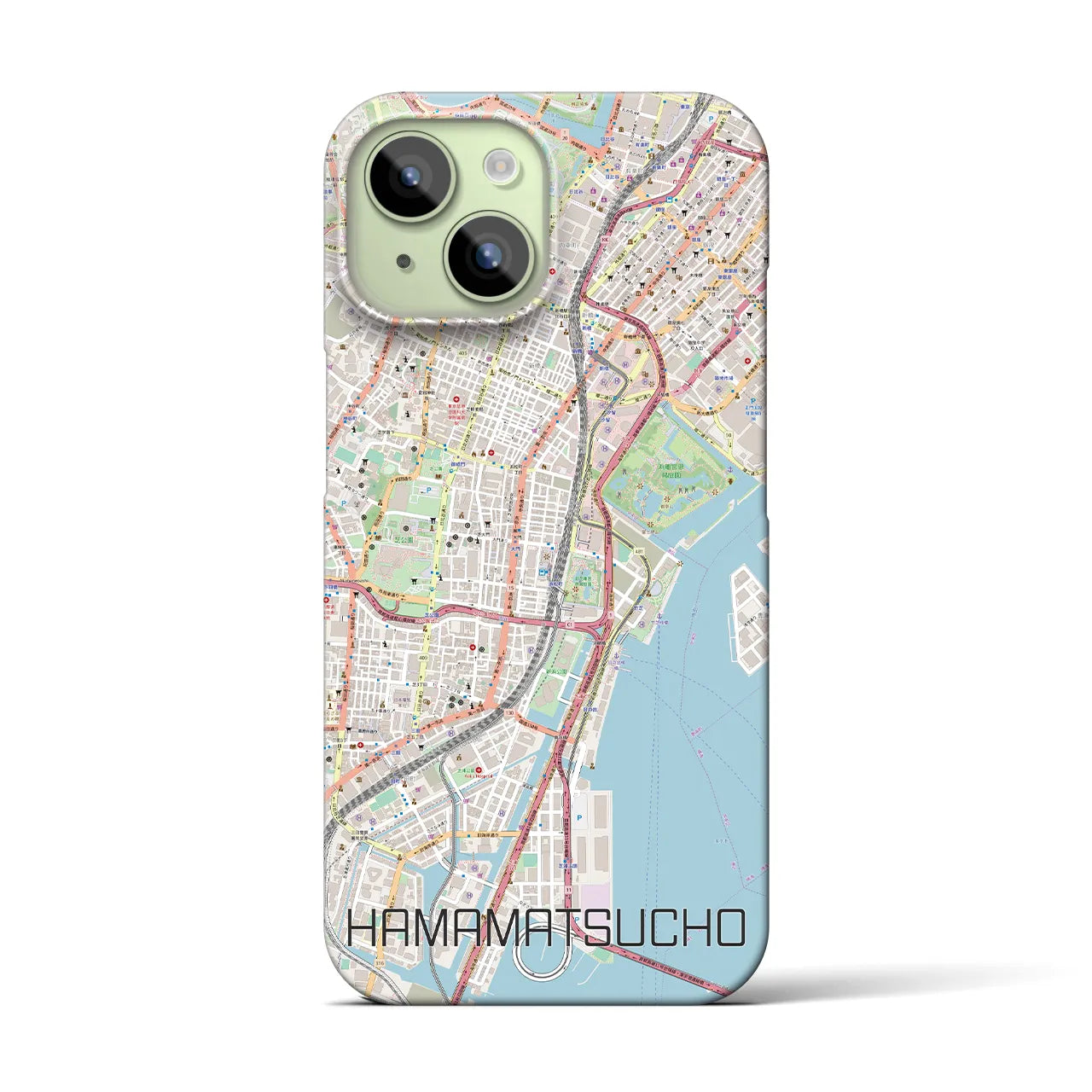 【浜松町】地図柄iPhoneケース（バックカバータイプ・ナチュラル）iPhone 15 用
